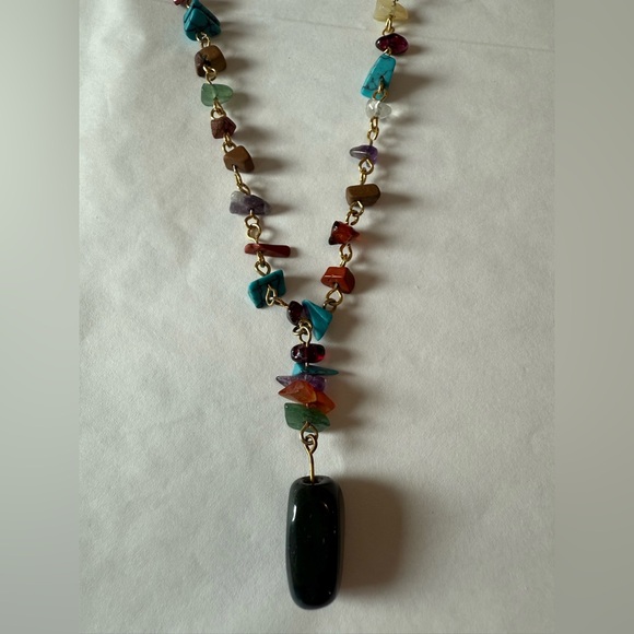 Boho Stone Jewelry Bundle Necklace & Bracelets Multicolor Gemstone Look - Picture 2 of 5